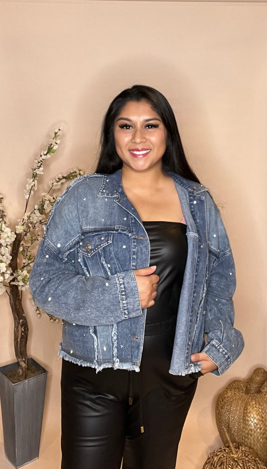 Rhinestone denim jacket