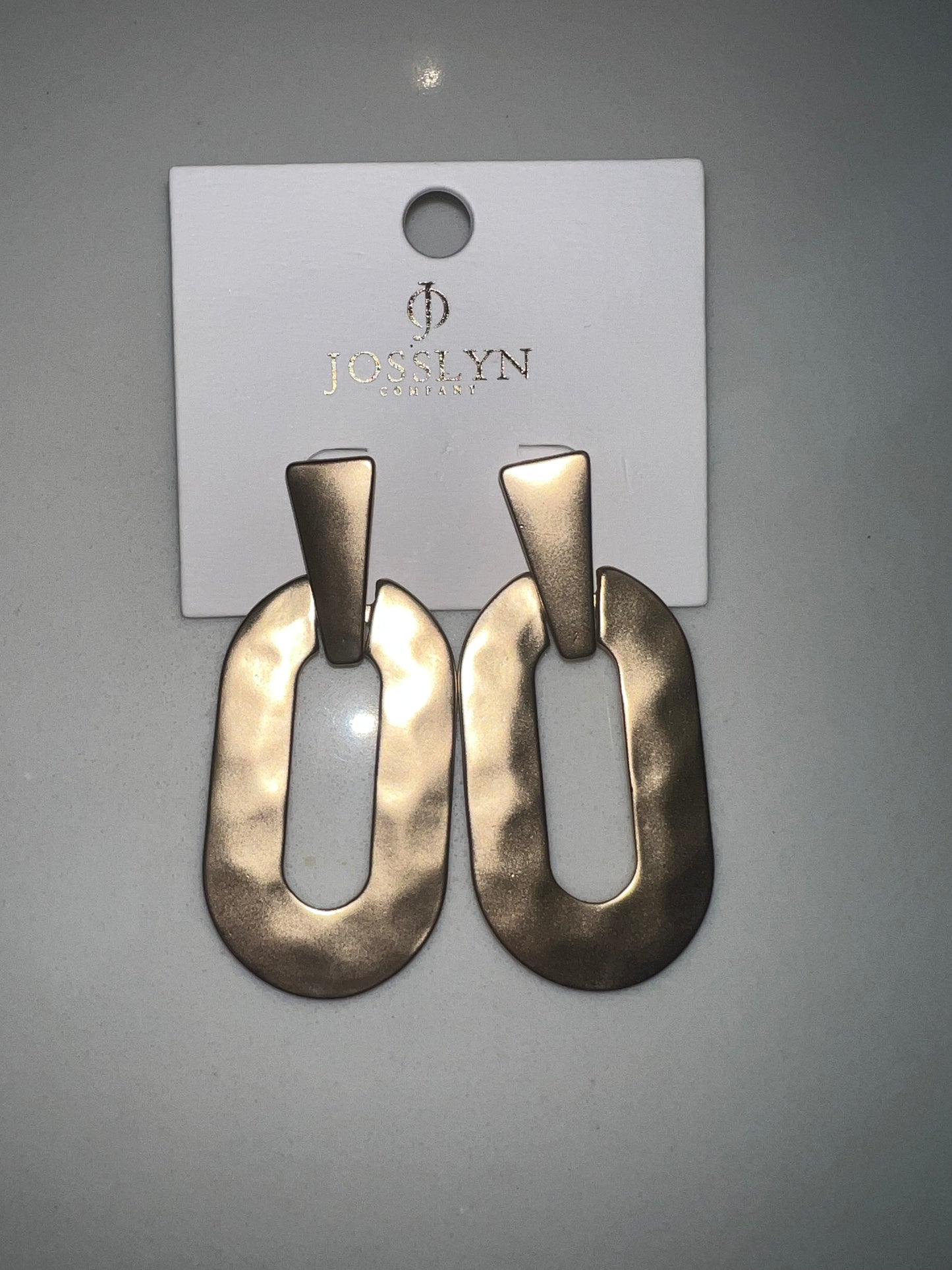 Hammered Oval Drop Earrings