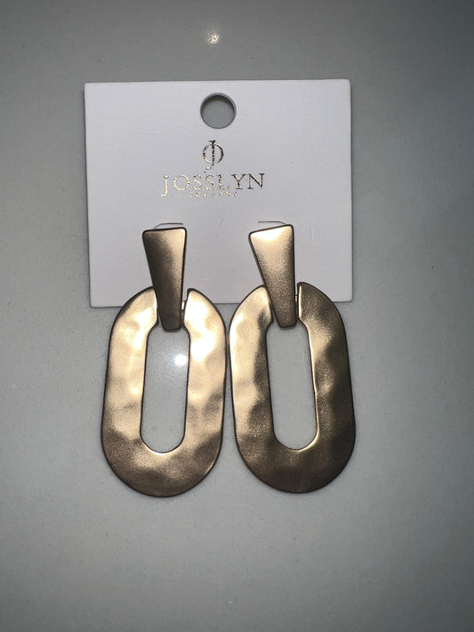 Hammered Oval Drop Earrings